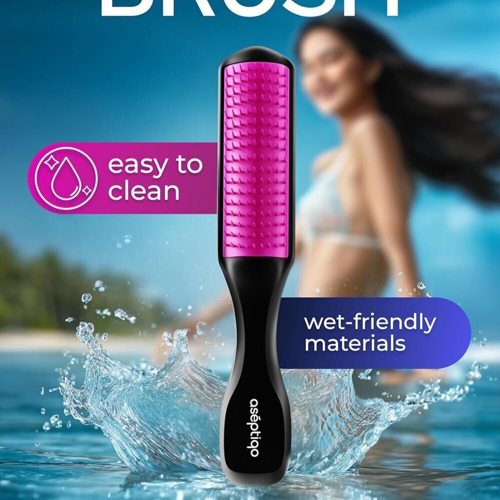 Detangling Hair Brush Nylon Bristles Compact Travel Easy to Clean Men Women - Picture 3 of 9